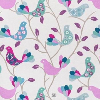 Ткань для штор LD Розовые и голубые птицы 071046v14