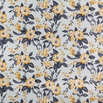 Ткань для штор LD Мандариновые цветки на серых стебельках 081454v5