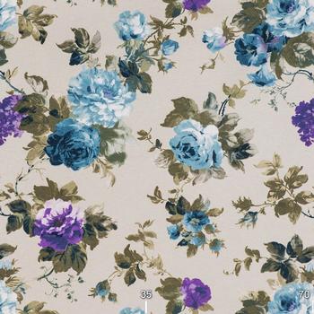 Ткань для штор LD Крупные синие и фиолетовые цветы 170913v16