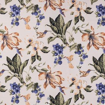Ткань для штор LD Колибри с сине-сливочными цветками 160145v59