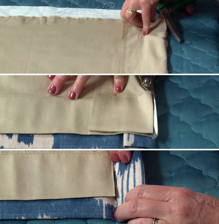 Как оформить боковой подворот шторы с подкладкой