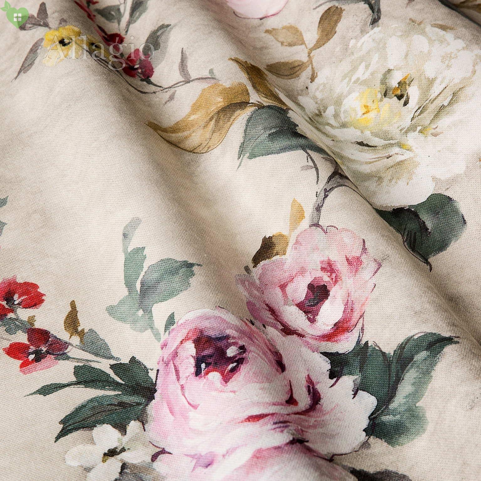 Ткань для штор LD Розовые и молочные розы на пастельном фоне 400342v‎2