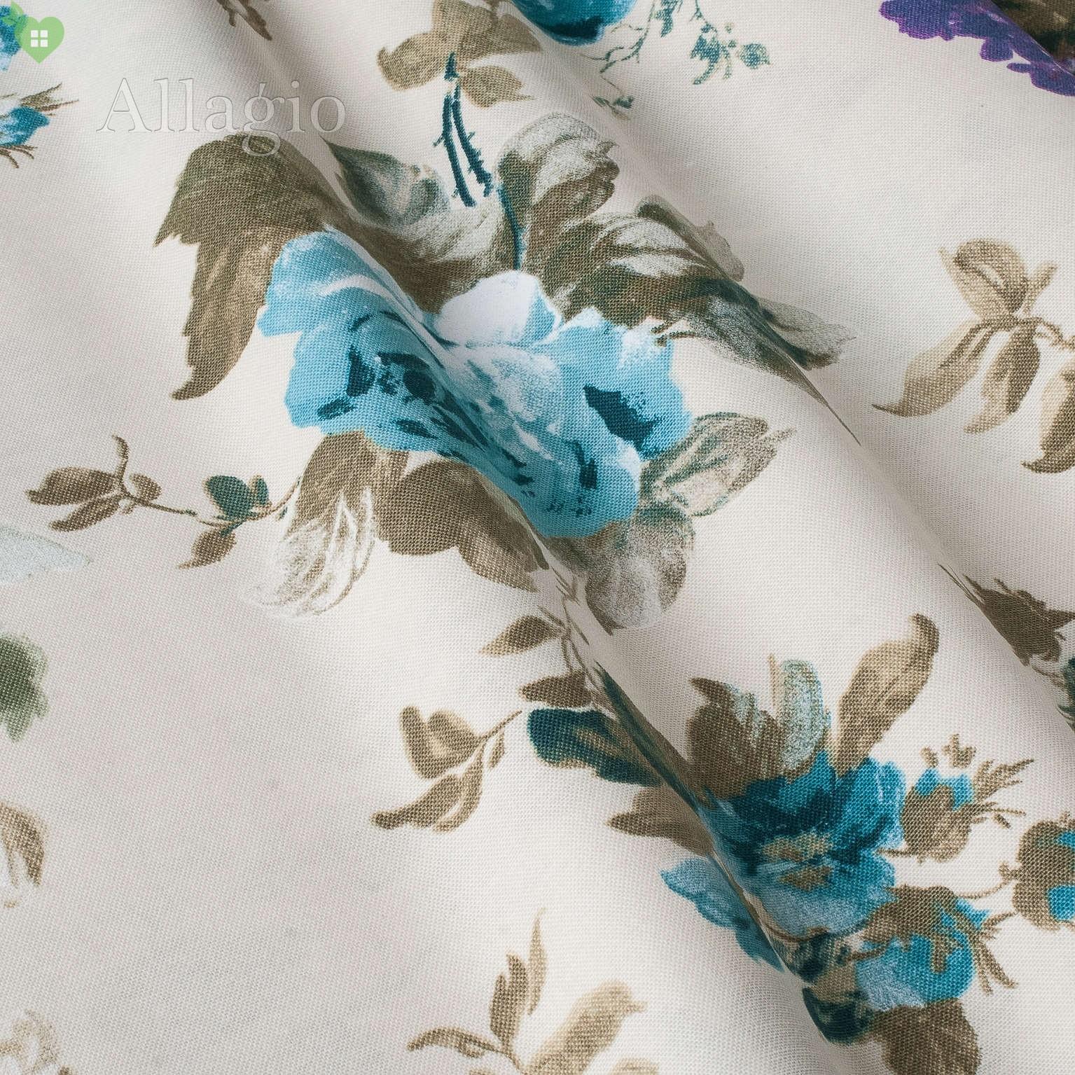 Ткань для штор LD Крупные синие и фиолетовые цветы 170913v16