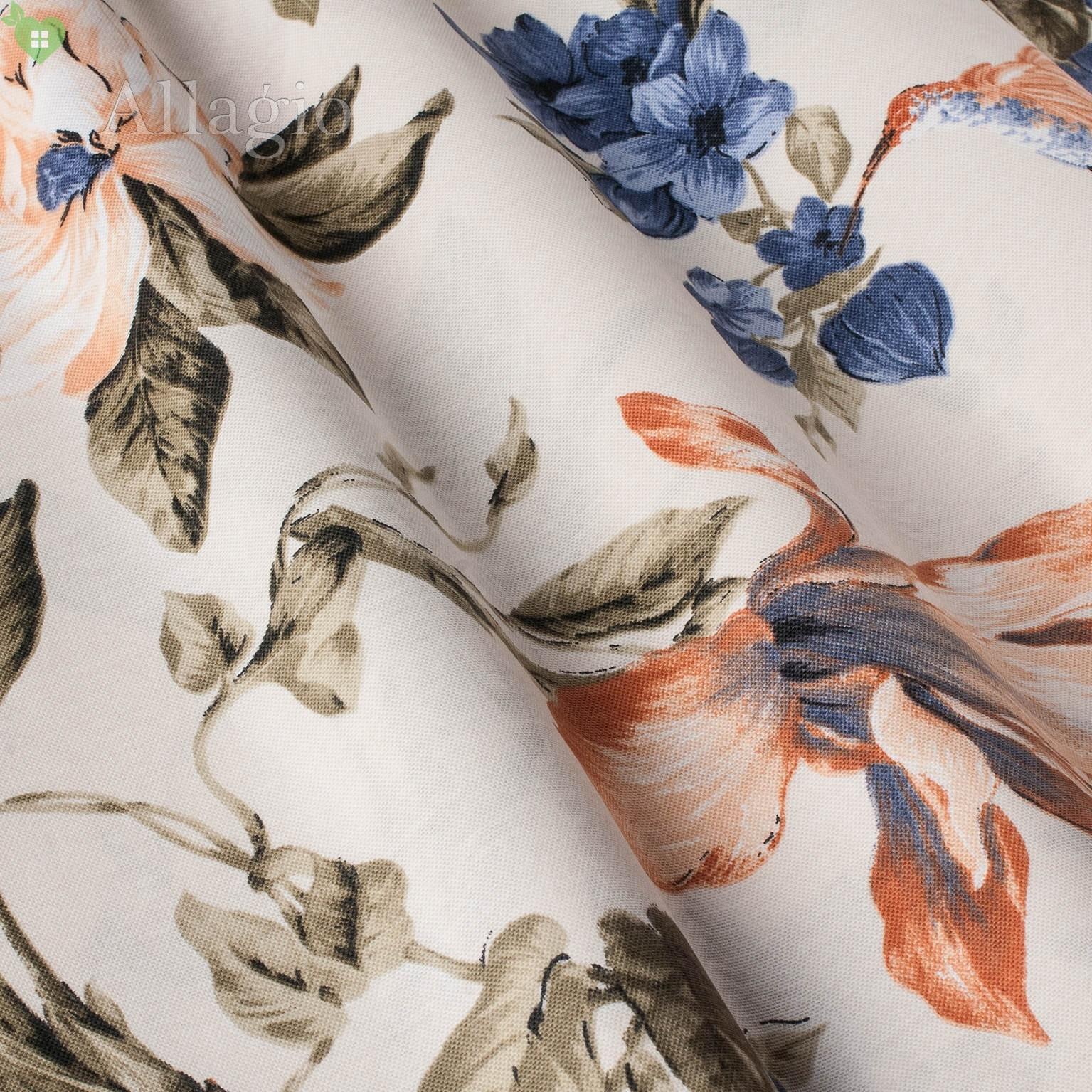 Ткань для штор LD Колибри с сине-сливочными цветками 160145v59