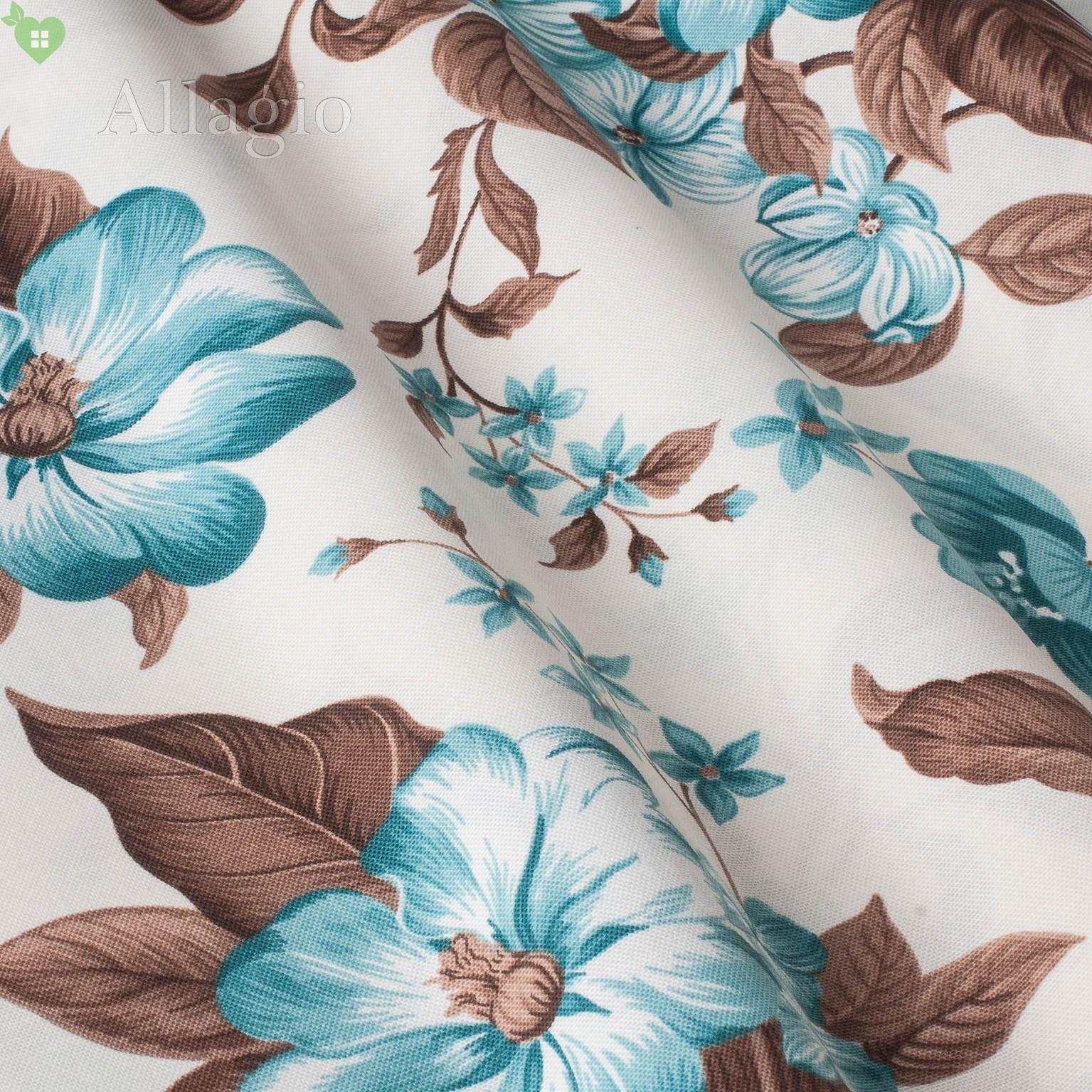 Ткань для штор LD Бело-голубые цветки на стебельках 081454v4