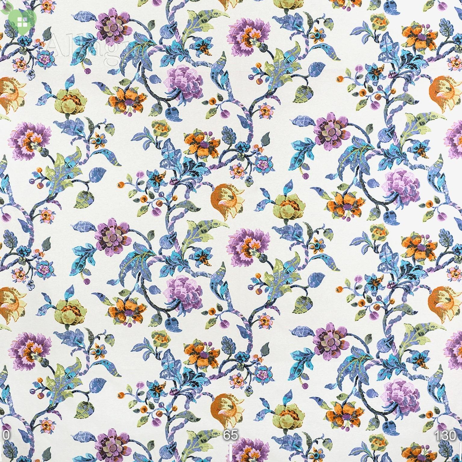 Ткань для штор LD Фиолетово-голубые цветы 150741v3